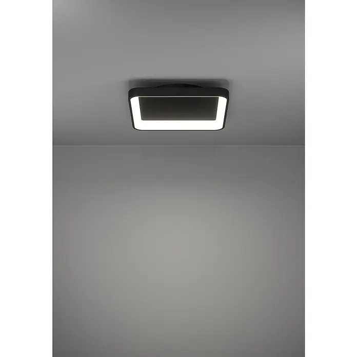 Eglo LED-Deckenleuchte Loretello - 12 W, L x B x H: 35 x 35 x 7,5 cm, Schwarz, Warmweiß - Moderne Deckenleuchte mit quadratischem Design und heller LED-Beleuchtung. Ideal für stilvolle Raumgestaltung und effiziente Ausleuchtung.