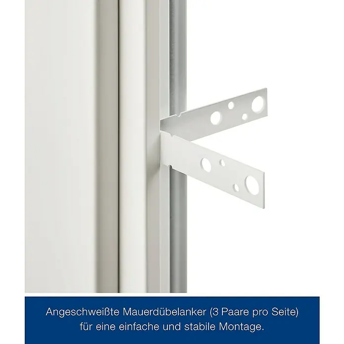 Hörmann ZK-Element - 75 x 212,5 cm, DIN Anschlag: Links, Verkehrsweiß - Angeschweißte weiße Mauerdübelanker (2 Stück sichtbar) für einfache und stabile Montage.