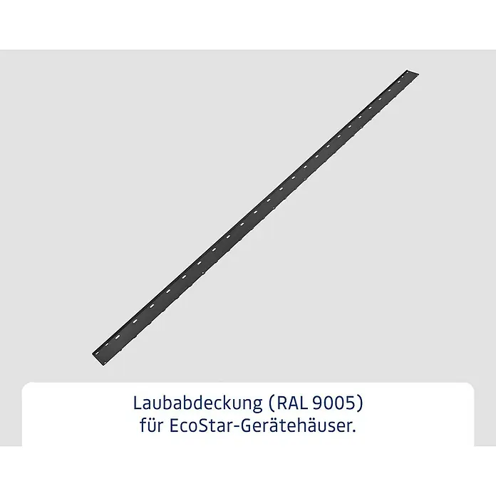 EcoStar Laubabdeckung Typ 1/2 - Passend für: EcoStar Gerätehaus Euroline Trend, Grün - Tiefschwarze (RAL 9005) Laubabdeckung für EcoStar-Gerätehäuser, ein langer Streifen mit Löchern.