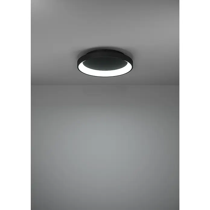Eglo LED-Deckenleuchte Loretello - 12 W, Schwarz, Warmweiß, Durchmesser: 35 cm - Deckenleuchte mit ringförmigem Design und integriertem LED-Licht für eine moderne und stilvolle Beleuchtung im Raum.