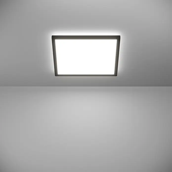 Eglo LED-Deckenleuchte Rovito-R - 17,6 W, L x B x H: 39 x 39 x 3 cm, Schwarz, Warmweiß - Quadratische LED-Deckenleuchte mit schlankem Rahmen. Das Licht ist hell und gleichmäßig und eignet sich für Büros und Wohnräume.
