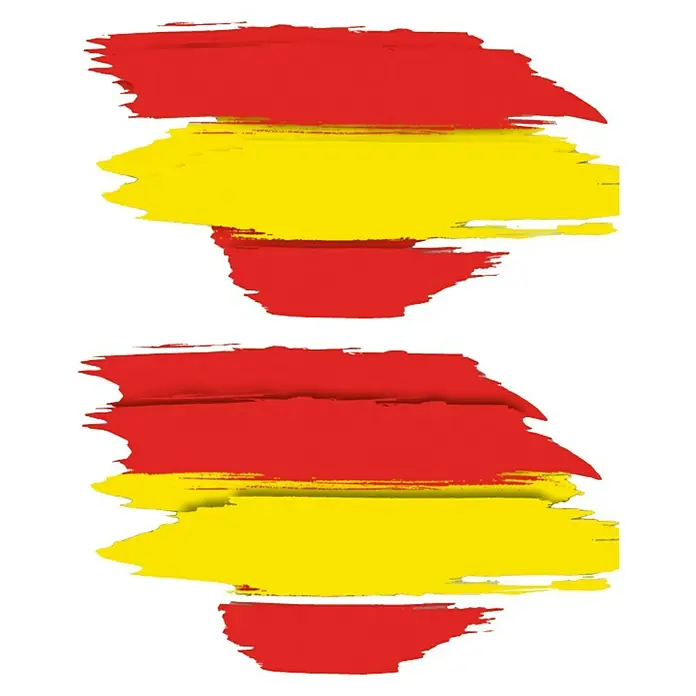 Etiqueta adhesiva pincelada España - Bandera - Bandera española con efecto de pincelada, ideal para diseños patrióticos y proyectos culturales.