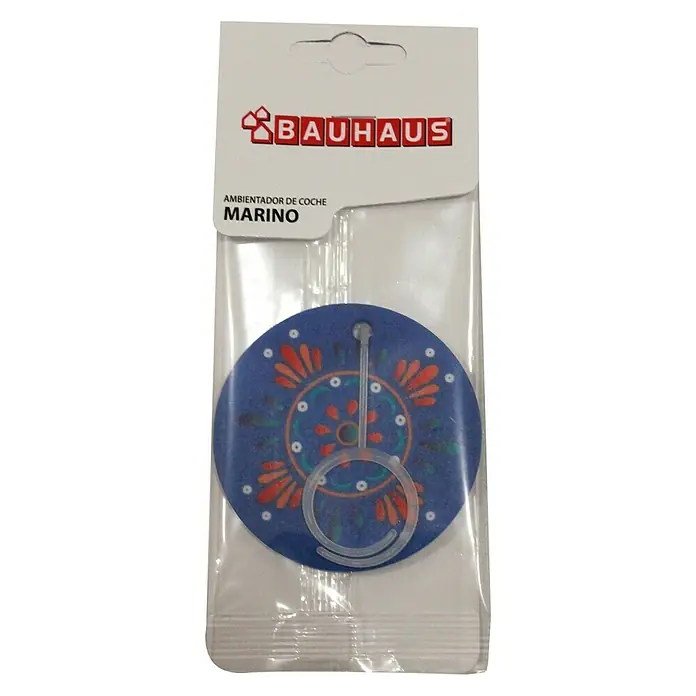 BAUHAUS Ambientador de coche Mandalas - Océano - Ambientador para coche "Marino" de Bauhaus en envase azul con diseño decorativo, perfecto para dar un toque fresco a tu coche.