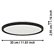Eglo LED stropna svjetiljka  (13,9 W, Ø x V: 30 x 3 cm, Crna, Topla bijela) | BAUHAUS