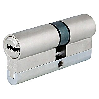 FAC Cilindro de perfil níquel satinado (Longitud total interior: 30 mm, Longitud total exterior: 50 mm, Número de llaves: 5 ud.)