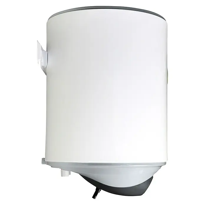 Boiler Solar - 29 l - Weißer elektrischer Warmwasserspeicher mit grauer Ober- und Unterkante.