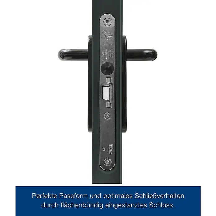 Hörmann Mehrzwecktür - 87,5 x 200 cm, DIN Anschlag: Links/Rechts, Anthrazitgrau - Das ISEO-Schloss: Präzise Passform und optimales Schließverhalten dank flächenbündig eingestanztem Schloss.