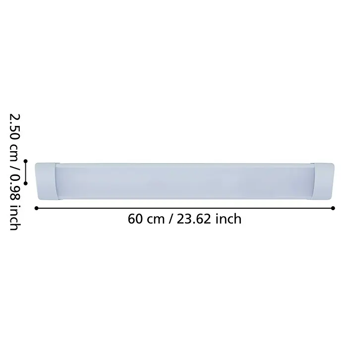 Eglo LED-Unterbauleuchte Sicciarotta - Lichtfarbe: Neutralweiß, 220 V - 240 V, Länge: 60 cm - Weiße lineare LED-Leuchte, 60 cm (23.62 Zoll) lang und 2.50 cm (0.98 Zoll) hoch.