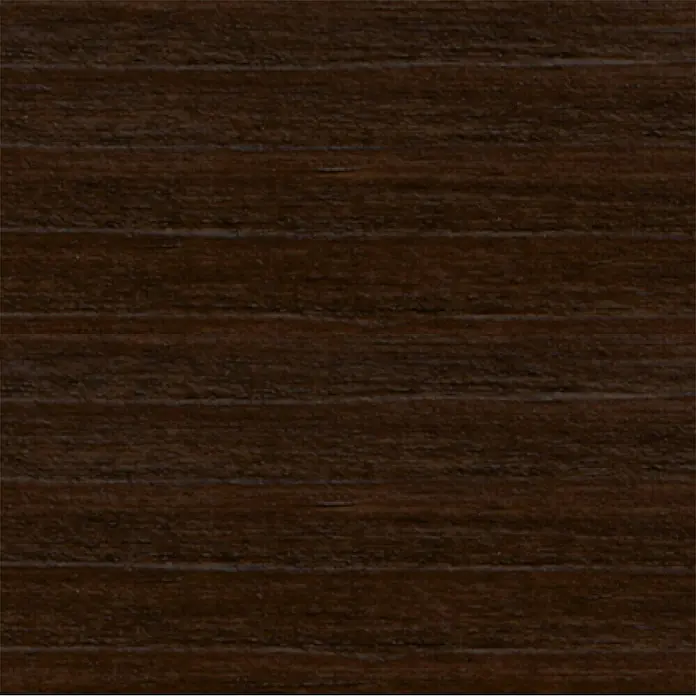 Clou Aqua Lacklasur Combi-Clou L17 - Kastanienbraun, 375 ml, Seidenmatt - Nahaufnahme einer horizontal gestreiften, dunklen Holzoberfläche mit einer glatten Textur. Ideal für Möbel und Innendesign.