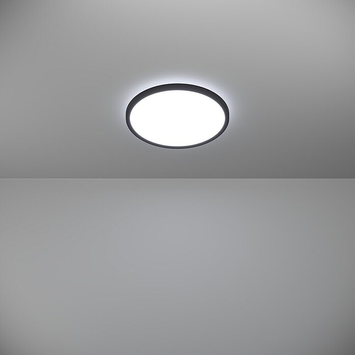Eglo LED stropna svjetiljka  (13,9 W, Ø x V: 30 x 3 cm, Crna, Topla bijela) | BAUHAUS
