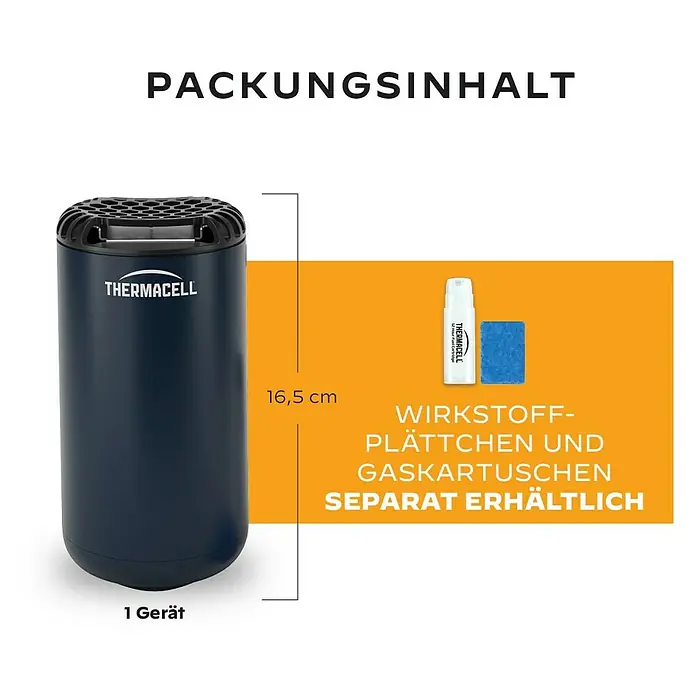 Thermacell Stechmückenschutz Gerät Protect ohne Wirkstoff - Navy Blue - Dunkelblaues Thermacell Mückenabwehrgerät, 16,5 cm hoch. Wirkstoffe separat erhältlich.