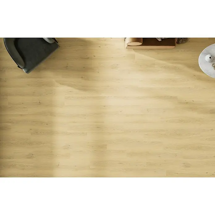 Laminado Gualdal - 1.200 x 191 x 8 mm, Marrón, AC5, Resistente al agua - Un patrón de suelo laminado texturizado y ligero que muestra una estética limpia y moderna con su aspecto de madera natural.