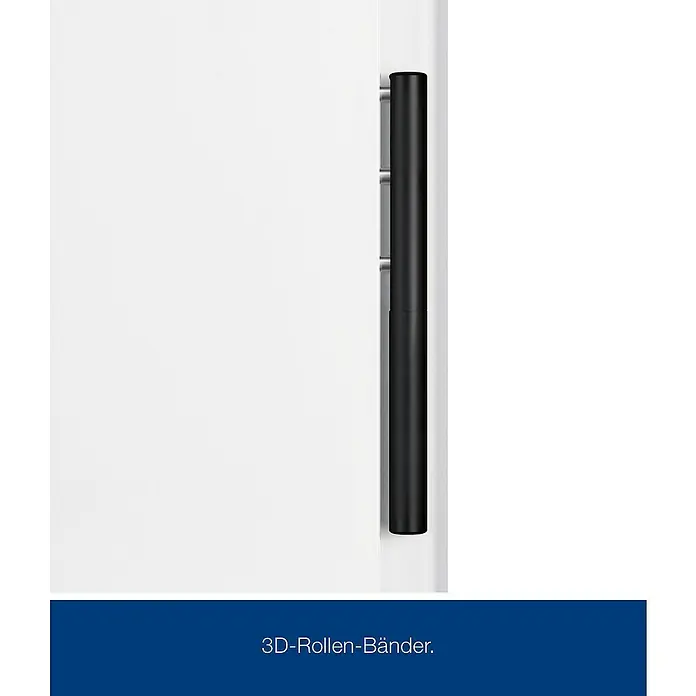 Hörmann EcoStar Haustür THP 610S A3 - 110 x 210 cm, DIN Anschlag: Links, Anthrazitgrau - Schwarzes zylindrisches 3D-Rollenband an weißem Türrahmen.