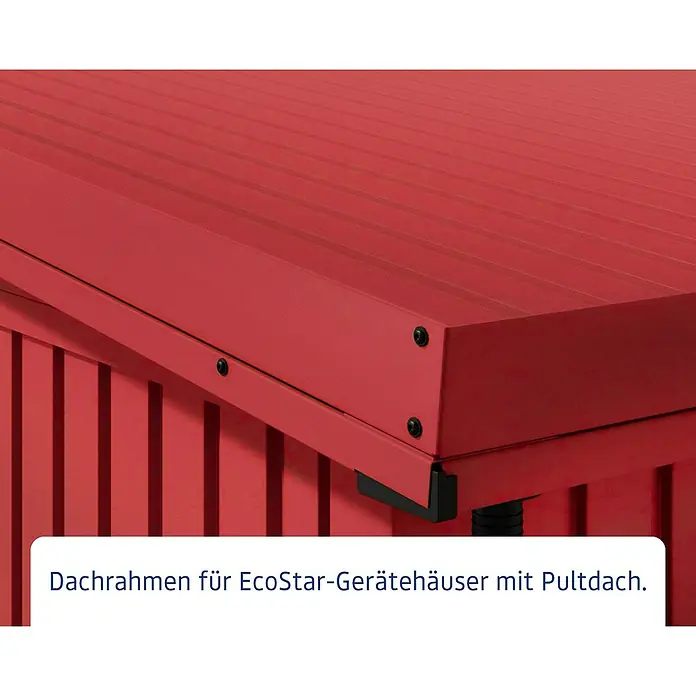 EcoStar Dachrahmen - Passend für: EcoStar Gerätehaus Typ 2, Rot - Rotes, gewelltes Metall-Dachsegment für EcoStar-Gerätehäuser mit Pultdach.
