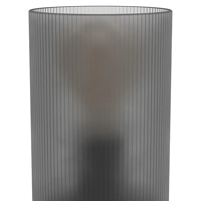 Eglo LED-Tischleuchte Colomera - 40 W, Schwarz, Ø x H: 12 x 19,5 cm - Dunkelgraues zylindrisches Objekt aus geripptem, halbtransparentem Glas.
