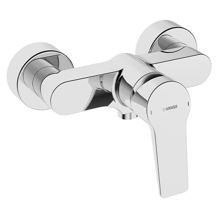 Hansa Twist Brausearmatur II - Chrom, Glänzend - Ein glänzender, verchromter HANSA-Einhebelmischer für das Badezimmer. Das moderne Design zeichnet sich durch klare Linien und eine intuitive Bedienung aus.