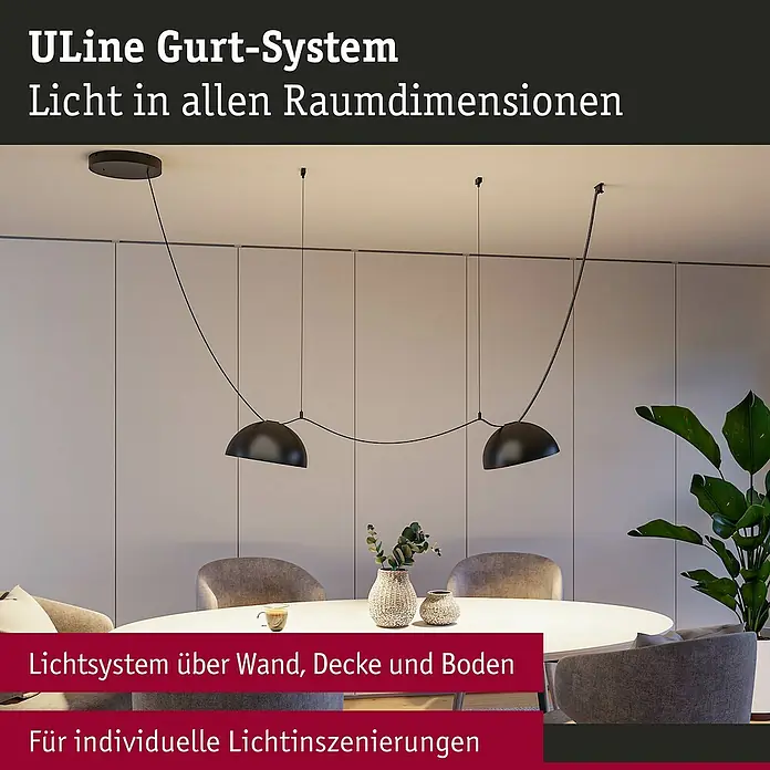 Paulmann ULine Abhängung - L x B x H: 1,5 x 4,5 x 2,1 cm, Schwarz - Eine moderne ULine Gurt-System Lampe, die Licht in alle Raumdimensionen bringt und für individuelle Lichtinszenierungen sorgt.
