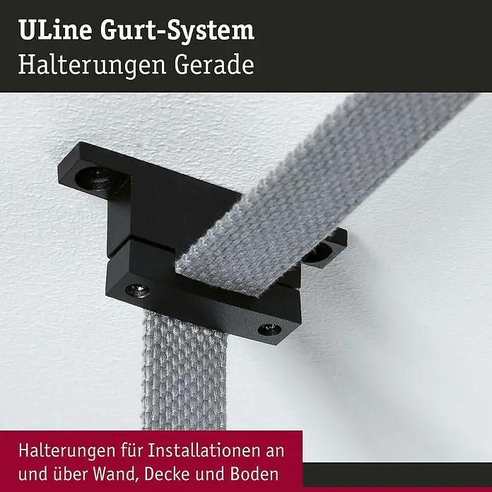 Paulmann ULine Erweiterungs-Set Gurthalter - 7,2 x 3 cm, Schwarz, Gesamtstückzahl: 2 Stk. - ULine Gurt-System Halterungen Gerade für Wand-, Decken- und Bodenmontage. Das Befestigungssystem für flexible Installationen in verschiedenen Umgebungen.