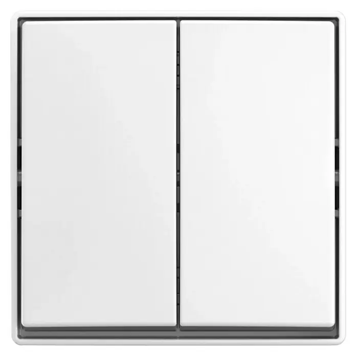 Busch-Jaeger Serienschalter Safety+AP 202 EAPBJ-524 - Alpinweiß, Glänzend, Aufputzmontage, 16 A - Doppelter, quadratischer, weißer Lichtschalter mit grauem Rand. Ein modernes und minimalistisches Design für jedes Zuhause.