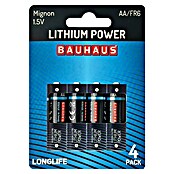 BAUHAUS Batterie Power FR6 (Mignon AA, Lithium-Eisensulfid, 1,5 V, 4 Stk.) | BAUHAUS