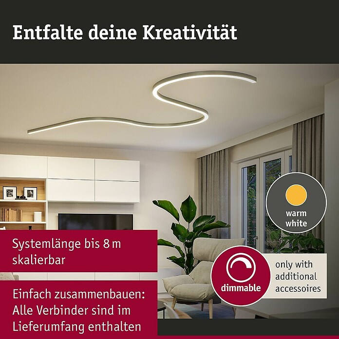 Paulmann Linion Lichtkanal (Warmweiß, Chrom matt, L x B x H: 150 x 4 x 4 cm) | BAUHAUS