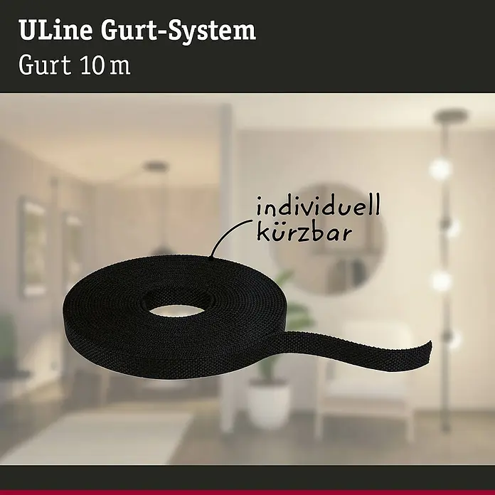 Paulmann ULine Gurtsystem - Länge: 10 m, Schwarz - U-Line Gurt-System, Gurt 10 m. Das flexible Gurtsystem ist individuell kürzbar und vielseitig einsetzbar für diverse Anwendungen.