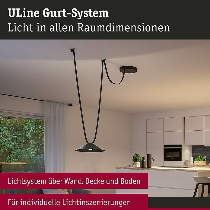 Paulmann ULine LED-Pendelleuchte rund Cone Set (14 W, Ø x H: 35 x 9 cm, Schwarz, Warmweiß) | BAUHAUS