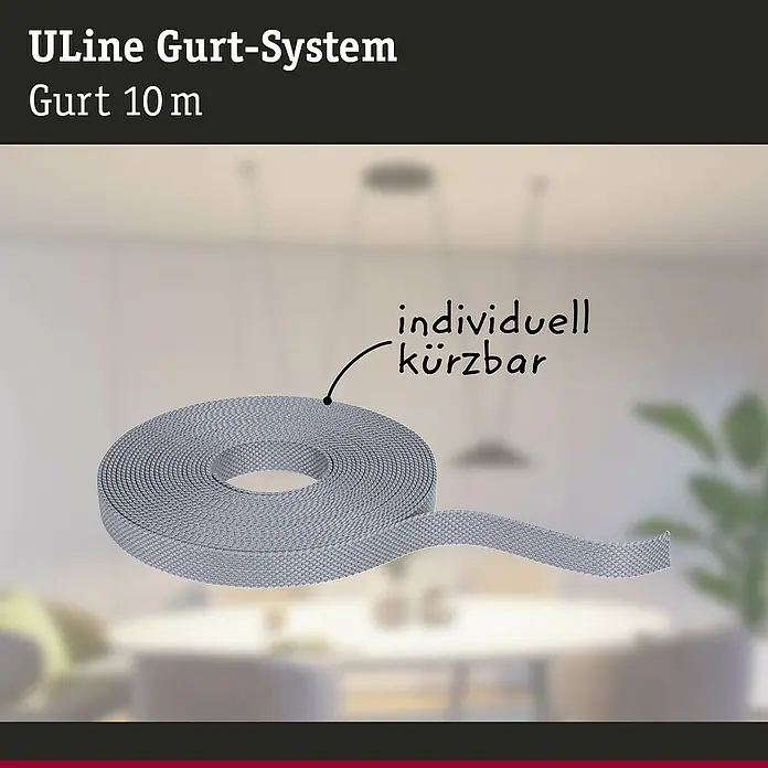 Paulmann ULine Gurtsystem - Länge: 10 m, Grau - ULine Gurt-System, 10 m Gurt, individuell kürzbar. Ideal zur Sicherung und zum Fixieren von Gegenständen.