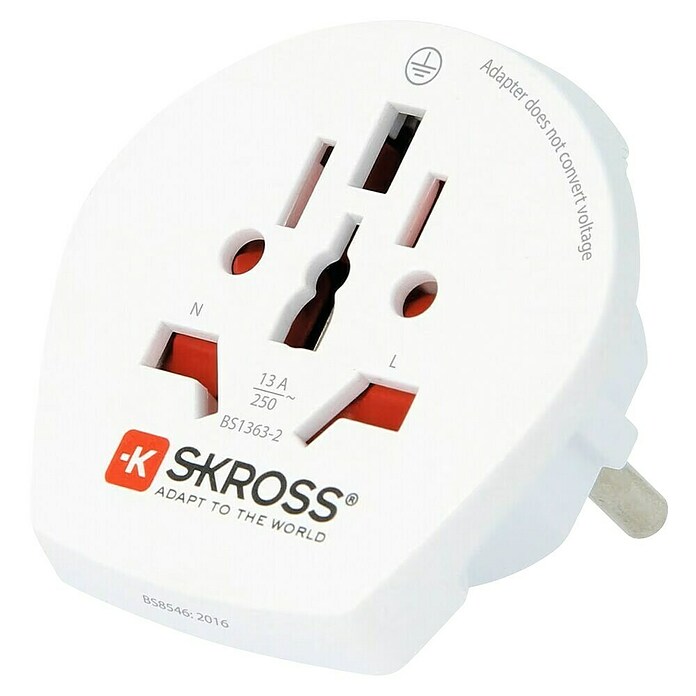 Skross Adaptador de viaje (Tipo de enchufe de red de adaptador de viaje: Tipo E+F (CEE 7/7), Blanco) | BAUHAUS