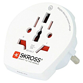 Skross Adaptador de viaje (Tipo de enchufe de red de adaptador de viaje: Tipo E+F (CEE 7/7), Blanco)