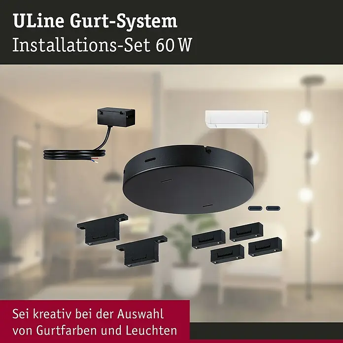 Paulmann ULine Installations-Set - 60 VA, Schwarz - ULine Gurt-System Installations-Set 60 W: Das Set enthält alles, was für die Installation benötigt wird. Ideal für individuelle Beleuchtungslösungen.