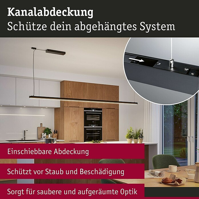 Paulmann Linion Abdeckung Gerade (L x B x H: 3,6 x 100 x 0,1 cm, Schwarz matt) | BAUHAUS