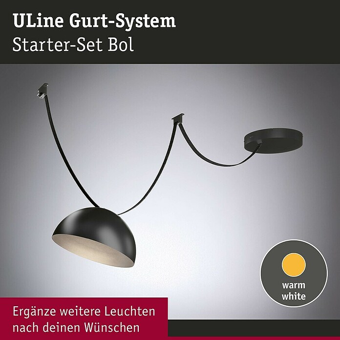 Paulmann ULine LED-Pendelleuchte rund Bol Set (14 W, Ø x L: 25 x 500 cm, Schwarz, Warmweiß) | BAUHAUS