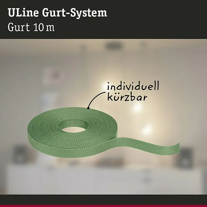 Paulmann ULine Gurtsystem - Länge: 10 m, Grün - Uline Gurt-System: Ein grüner, individuell kürzbarer 10m Gurt, ideal für vielseitige Anwendungen und flexible Anpassung.