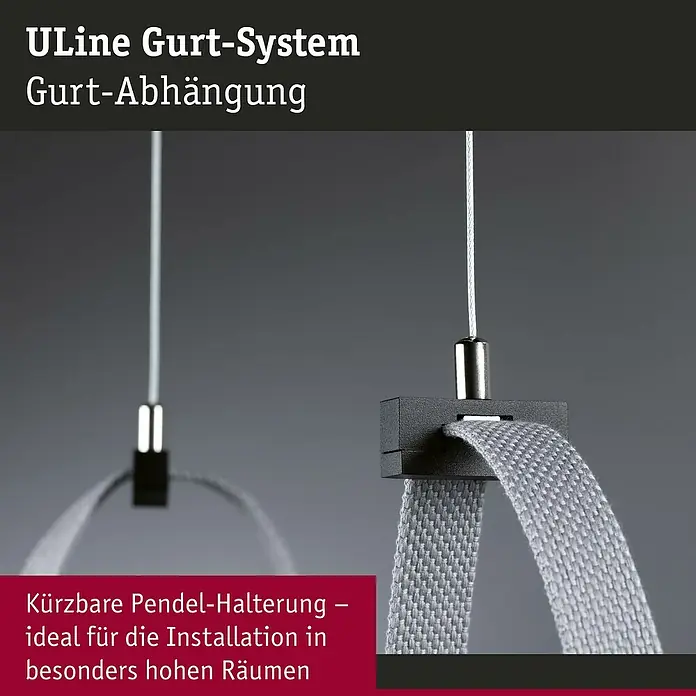 Paulmann ULine Abhängung - L x B x H: 1,5 x 4,5 x 2,1 cm, Schwarz - ULine Gurt-System Gurt-Abhängung mit verstellbarer Pendelhalterung. Ideal für hohe Räume.