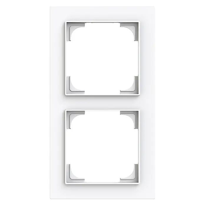Busch-Jaeger Art Linear Abdeckrahmen 1722-44G - Studioweiß, 2-fach, Kunststoff - Weiße, doppelte Schalterblende mit rechteckigen Aussparungen für einen modernen Touch in Ihrem Zuhause oder Büro.