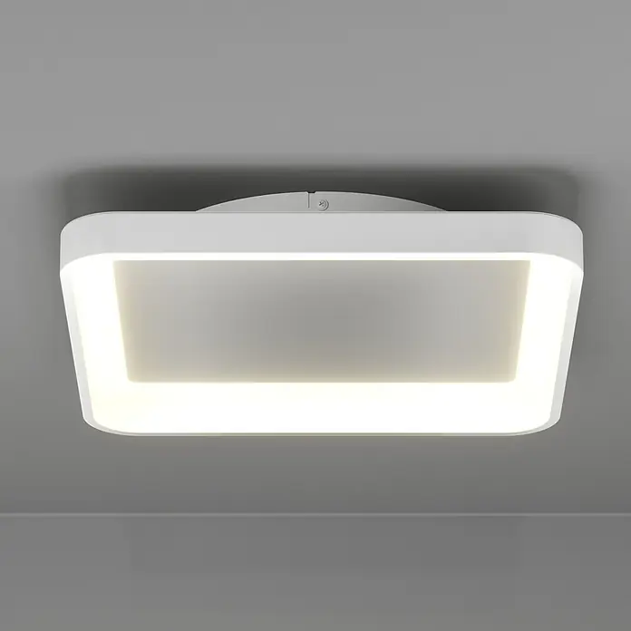Eglo LED-Deckenleuchte Loretello - 12 W, L x B x H: 35 x 35 x 7,5 cm, Weiß, Warmweiß - Rechteckige LED-Deckenleuchte in Weiß, modernes Design für Innenräume mit gleichmäßiger Ausleuchtung.