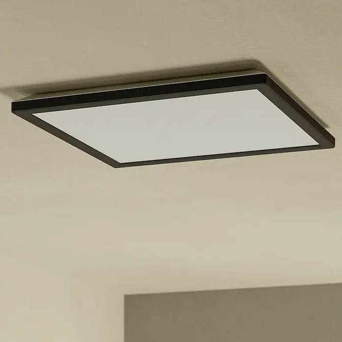 Eglo LED-Deckenleuchte Rovito-R - 17,6 W, L x B x H: 39 x 39 x 3 cm, Schwarz, Warmweiß - Elegante Deckenleuchte in quadratischer Form. Die Leuchte mit schwarzem Rahmen sorgt für eine angenehme Ausleuchtung im Raum.