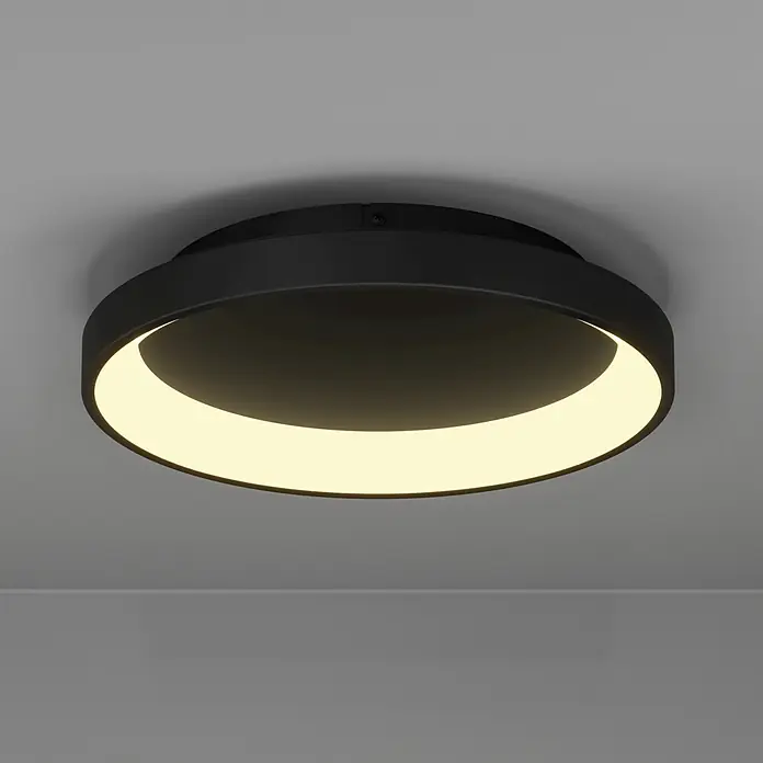 Eglo LED-Deckenleuchte Loretello - 12 W, Schwarz, Warmweiß, Durchmesser: 35 cm - Eine moderne, schwarze LED-Deckenleuchte mit ringförmigem Lichtdesign. Sie sorgt für eine angenehme, indirekte Beleuchtung im Raum.