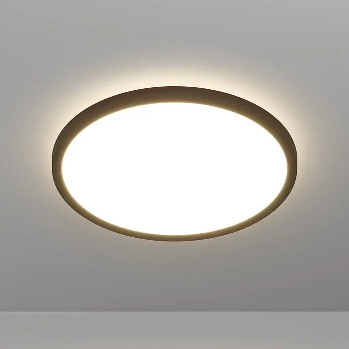 Eglo LED-Deckenleuchte Rovito - 13,9 W, Ø x H: 30 x 3 cm, Schwarz, Warmweiß - Runde Deckenleuchte mit Rahmen, strahlend hell. Das moderne Design passt perfekt in jeden Raum und sorgt für angenehmes Licht.