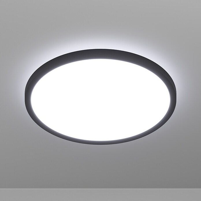 Eglo LED stropna svjetiljka  (13,9 W, Ø x V: 30 x 3 cm, Crna, Topla bijela) | BAUHAUS
