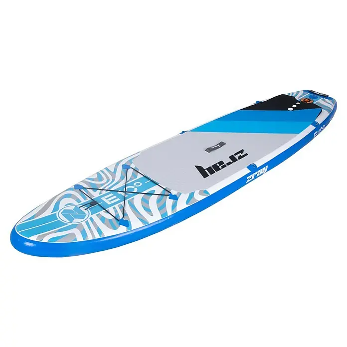 SUP-Board-Set ZRay E10 - L x B x H: 297 x 76 x 13 cm, Nutzlast: 110 kg, Aufblasbar - Nahaufnahme eines aufblasbaren Z-Ray SUP-Boards mit blauem Design für Wassersport und Freizeitaktivitäten.