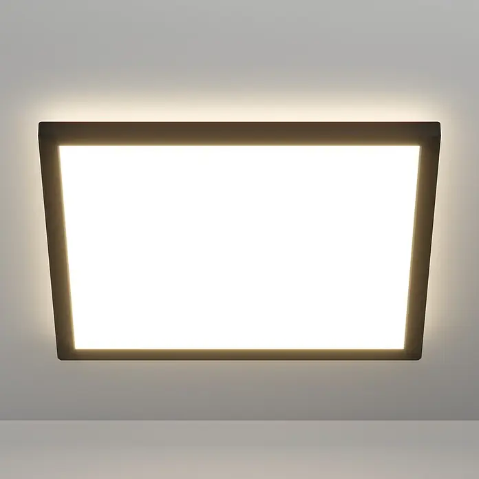 Eglo LED-Deckenleuchte Rovito-R - 17,6 W, L x B x H: 39 x 39 x 3 cm, Schwarz, Warmweiß - Moderne Deckenleuchte mit rechteckigem Design und sanfter, gleichmäßiger Ausleuchtung für Wohn- oder Geschäftsräume.