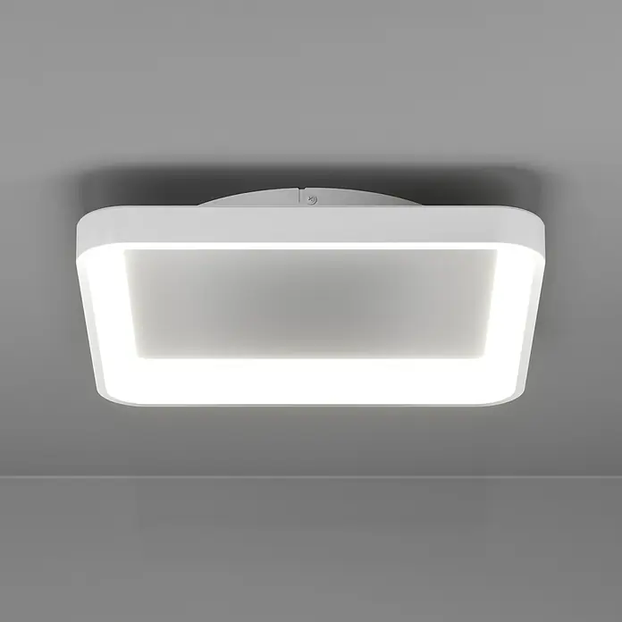 Eglo LED-Deckenleuchte Loretello - 12 W, L x B x H: 35 x 35 x 7,5 cm, Weiß, Warmweiß - Moderne LED-Deckenleuchte mit rechteckigem Design. Perfekt für Wohnräume mit ihrem hellen und energiesparenden Licht.