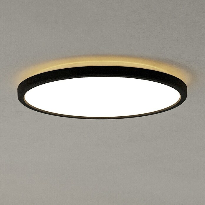 Eglo LED stropna svjetiljka  (13,9 W, Ø x V: 30 x 3 cm, Crna, Topla bijela) | BAUHAUS