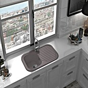 Poalgi Fregadero encastrable Coral (L x An: 48,5 x 81 cm, 1 cubeta, Gelcoat, Gris)