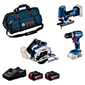 Bosch Professional Set orodij GSB 18V-45 + GST 18V-125 S + GKS 18V 57-2 + GAL 18V-40 + 2 x GBA 18V 4.0Ah  (18 V, 4 Ah, 7 -del.) | Akumulatorski vijačniki in vrtalniki | Vrtalniki in vijačniki | Stroji | Orodja in stroji | Izdelki | BAUHAUS