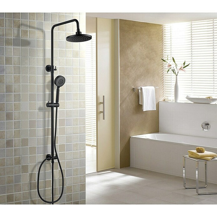 Rousseau Sistema de ducha Hera (Con selector, Número de tipos de chorro: 5 ud., Negro) | BAUHAUS