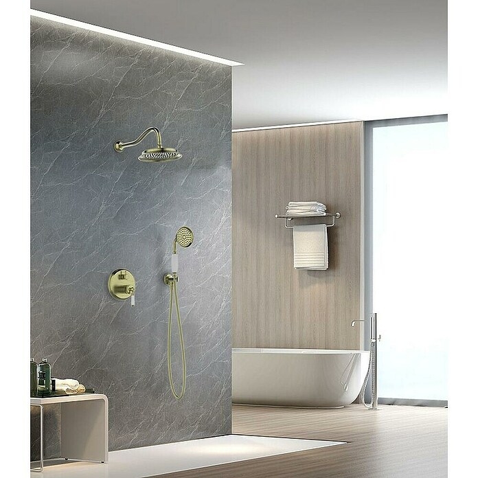 Rousseau Conjunto de ducha empotrado Wall Retro (Bronce) | BAUHAUS