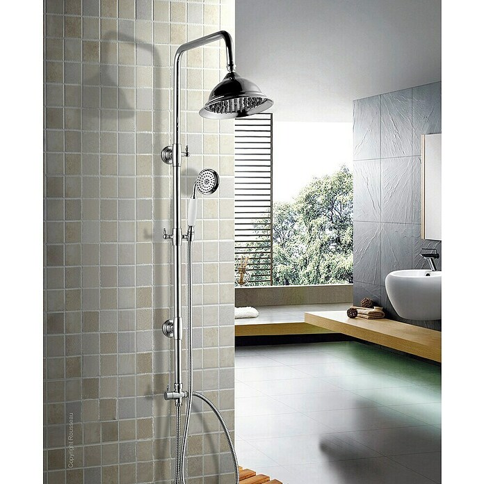 Rousseau Sistema de ducha Retro (Con grifo monomando, Distancia entre orificios: 15 cm, Número de tipos de chorro: 2 ud., Cromo) | BAUHAUS